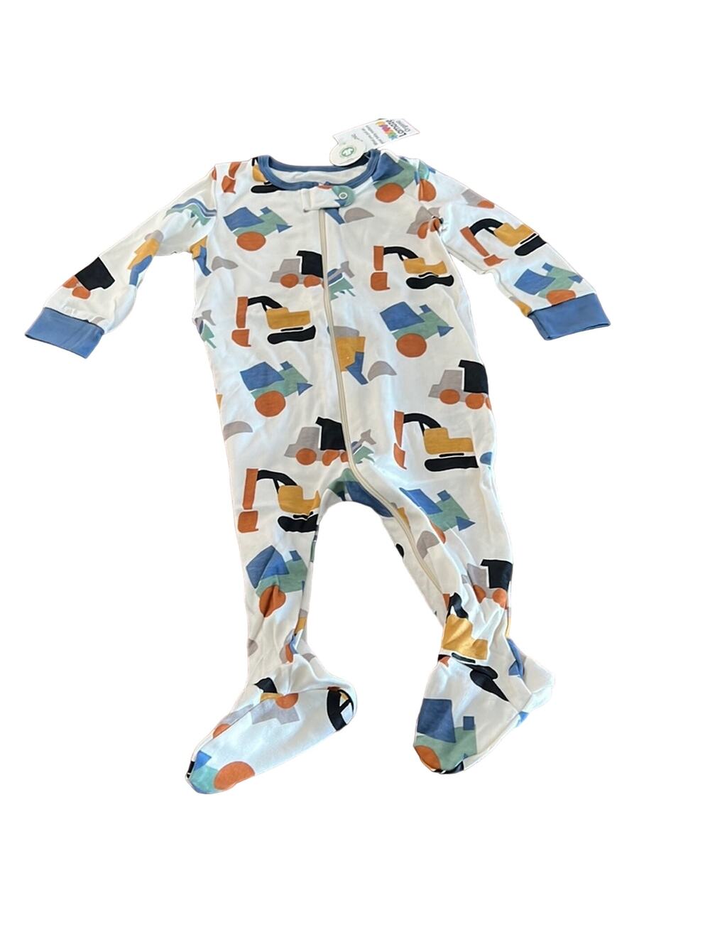 Lamaze Organic Truck Print Soft Footed Sleeper Pajamas Infant Size 9 Months